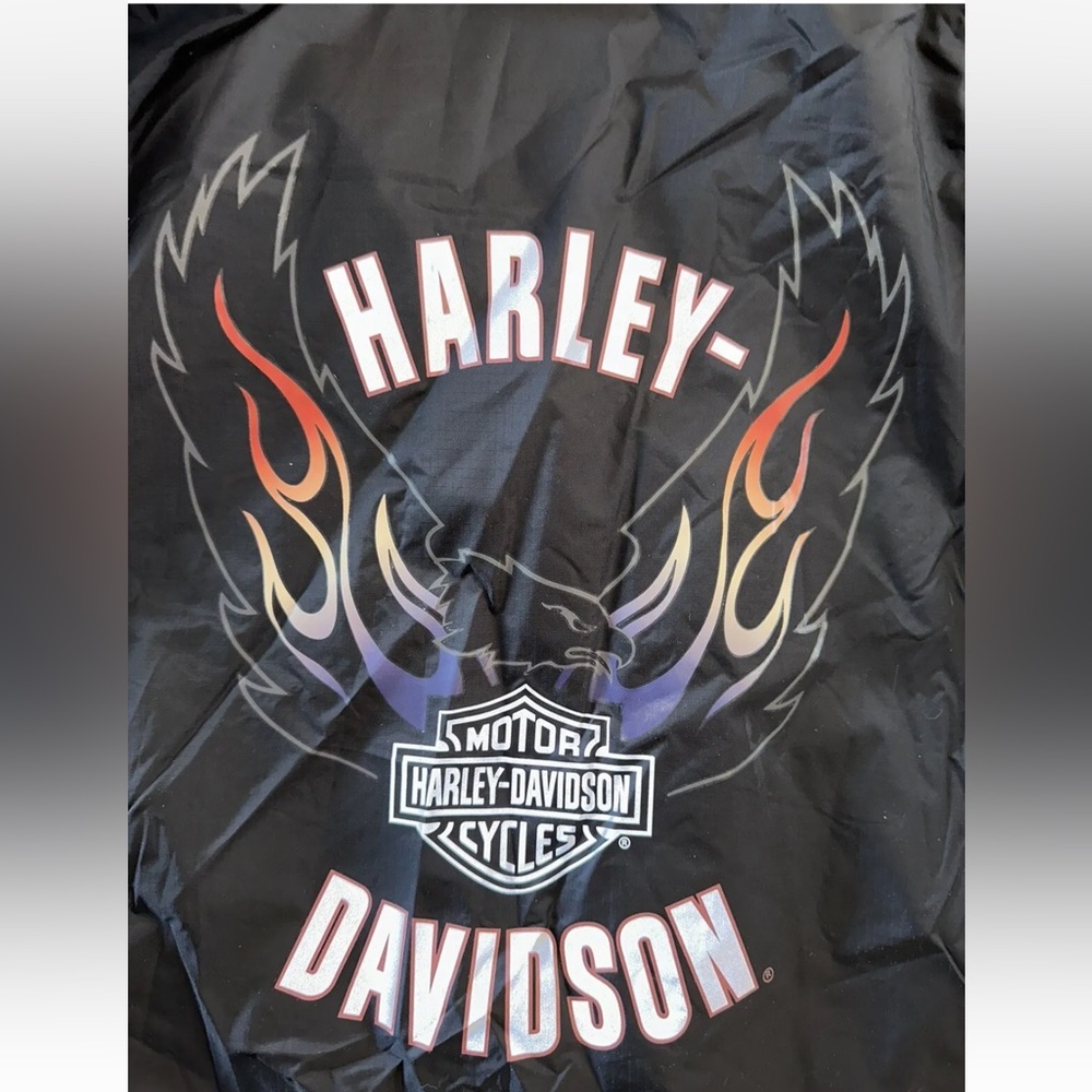 Harley Davidson Black Motorcycle Riding Gear Weatherproof Jacket Sz 3XL Flames